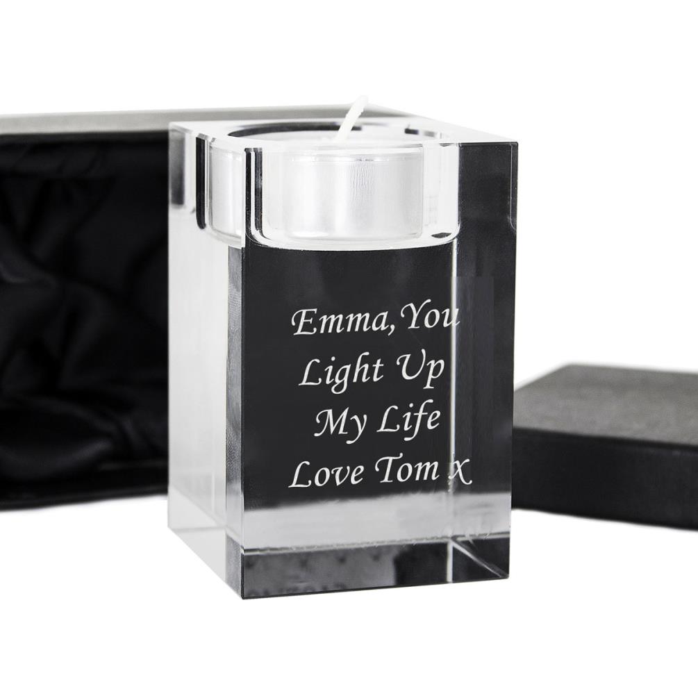 Personalised Optic Glass Tea Light Candle Holder Extra Image 1